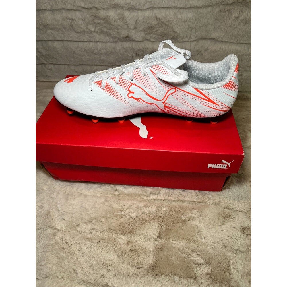 Puma Men's White and Red Soccer Cleats
